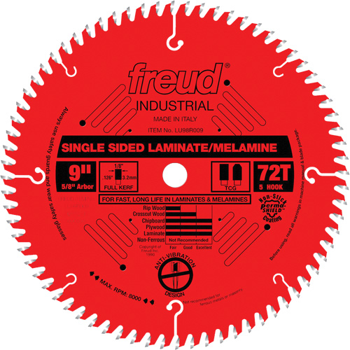 TCS Industrial Saw Blade - Chipboard, 9", 72 Teeth, Laminate Use Kelford