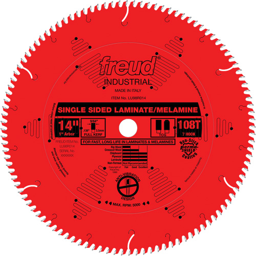TCS Industrial Saw Blade - Chipboard, 14", 108 Teeth, Laminate Use Kelford