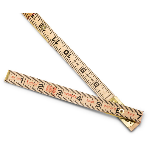 Red End&reg; Oversized Brick Mason Rule, 6' L, Wood, 1/16" Graduations Kelford