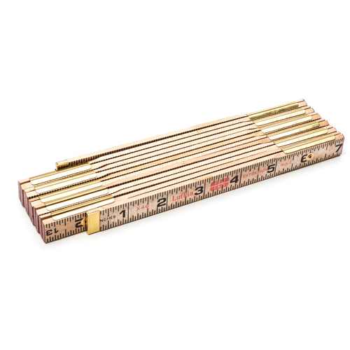 Red End&reg; Rule with Two 6" Slide Rule Extensions, 6' L, Wood, 1/16" Graduations Kelford