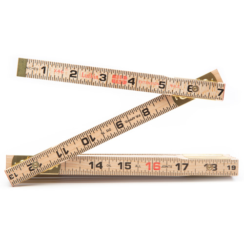 Red End&reg; Rule with Two 6" Slide Rule Extensions, 6' L, Wood, 1/16" Graduations Kelford