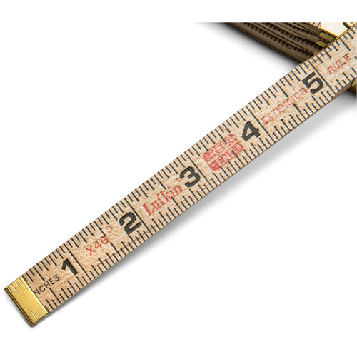 Folding Rule, 6' L, Wood, 1/16" Graduations Kelford