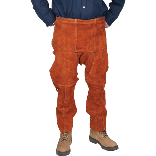 Tablier fendu aux jambes et jambi&egrave;res en cuir, 40" lo, Lava Brown Kelford