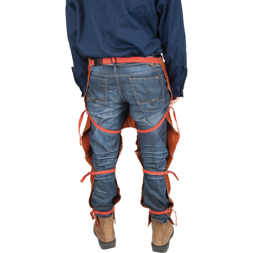 Tablier fendu aux jambes et jambi&egrave;res en cuir, 40" lo, Lava Brown Kelford