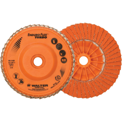 Enduro-Flex Turbo Flap Disc, 4-1/2" x 5/8"-11, Type 27S, 80 Grit, Ceramic Kelford