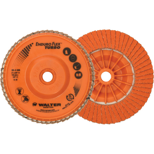 Enduro-Flex Turbo Flap Disc, 5" x 5/8"-11, Type 27S, 80 Grit, Ceramic Kelford