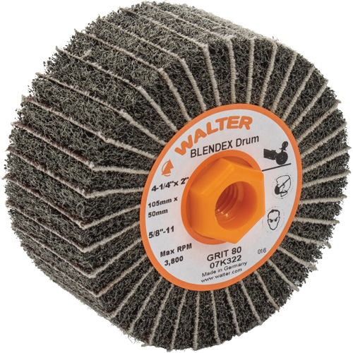 Two-In-One Finishing Drums, 4-1/4" Dia. x 2" W, 5/8"-11 Arbor, 80 Grit Kelford