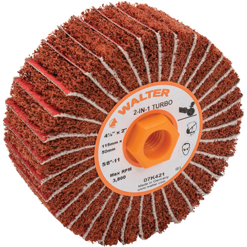 Two-In-One Turbo Drums, 4-1/2" Dia. x 2" W, 5/8"-11 Arbor, 60 Grit Kelford