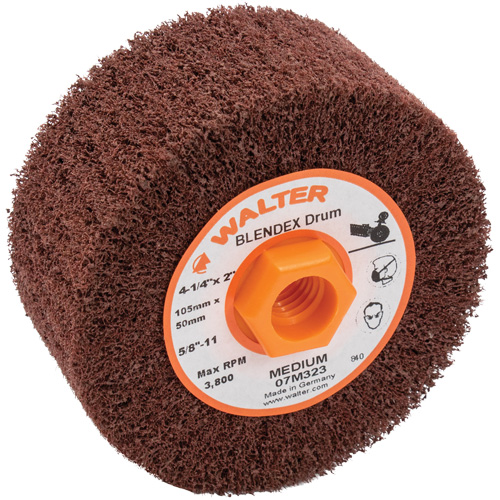 Blendex Surface Conditioning Drum, 4-1/4" Dia. x 2" W, 5/8"-11 Arbor, Medium Grit Kelford