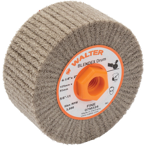 Blendex Surface Conditioning Drum, 4-1/4" Dia. x 2" W, 5/8"-11 Arbor, Fine Grit Kelford