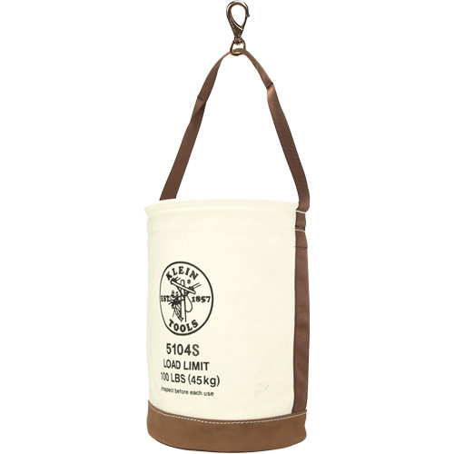 Leather-Bottom Bucket, 17" H, Canvas, White Kelford