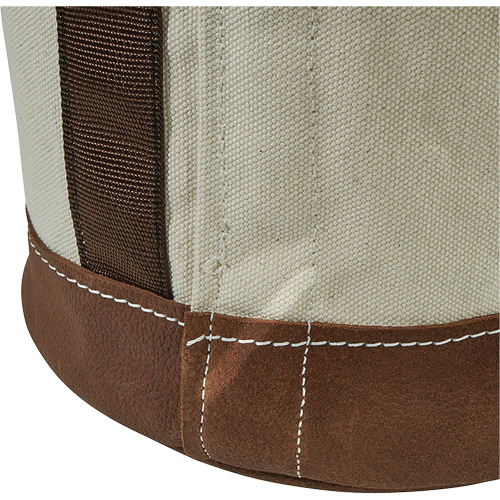 Leather-Bottom Bucket, 17" H, Canvas, White Kelford