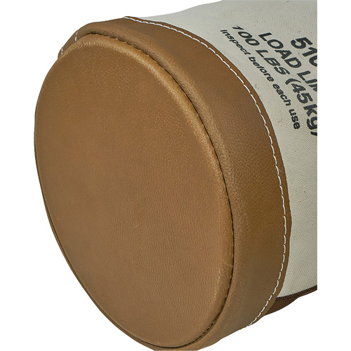 Leather-Bottom Bucket, 17" H, Canvas, White Kelford