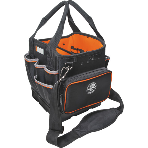 Tradesman Pro Tool Tote, Ballistic Nylon, 40 Pockets, Black/Orange Kelford