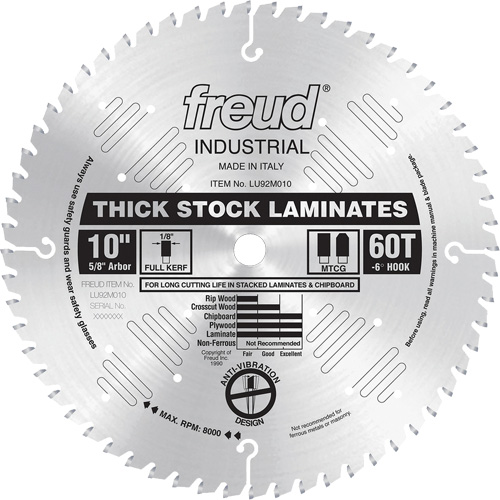 Industrial Saw Blade - Chipboard, 10", 60 Teeth, Laminate Use Kelford