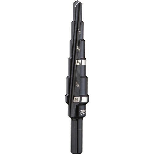 #2 Step Drill Bit, 3/16" - 1/2" , 1/16" Increments, High Speed Steel Kelford