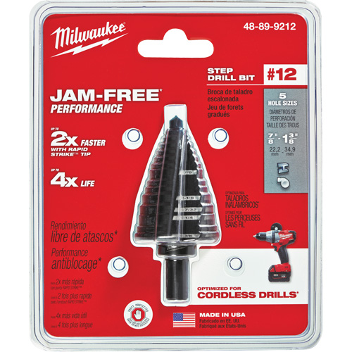 Foret &eacute;tag&eacute; no 12, 7/8" - 1-3/8", Acier rapide Kelford