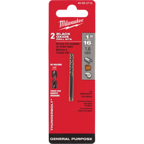 Thunderbolt&reg; Jobber Drill Bit, High Speed Steel, 1/16", 1-7/8" L, 7/8" Flute, 135° Point Angle Kelford