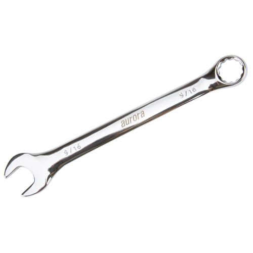 Combination Wrench, 12 Point, 9/16", Chrome Finish Kelford
