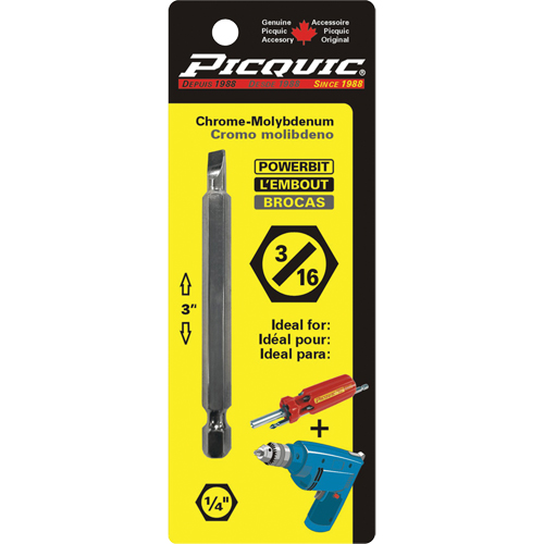 Embout, Fente, Embout 3/16", Prise 1/4", Longueur 3" Kelford