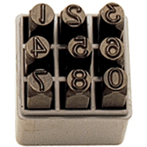 Jeu de num&eacute;ros &agrave; estamper &agrave; la main, 9 morceaux Kelford