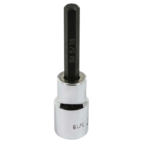 Bit Socket, Hex, 5/16" x 3-1/4" L, 1/2" Square Drive Drive Kelford
