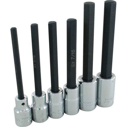 Hex Head Socket Set, Hex, 1/2" Drive, 6 Pcs Kelford