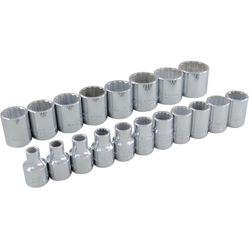 Socket Set, 19 Pcs, 3/8" Drive Size Kelford