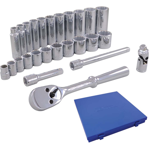 Metric Socket & Attachments Set, 26 Pcs, 3/8" Drive Size, Deep Kelford