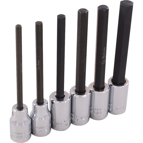 Hex Head Socket Set, Hex, 3/8" Drive, 6 Pcs Kelford