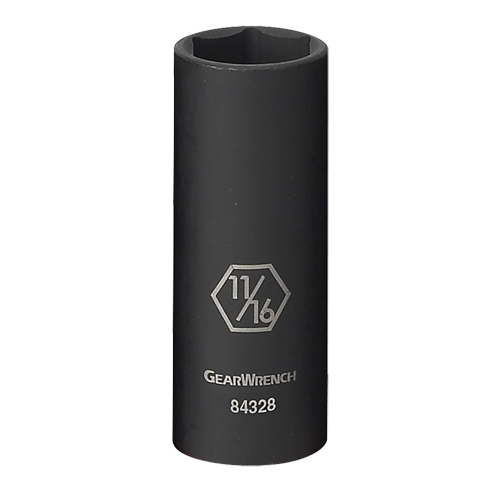 Socket, Impact, 1/2", 3/8" Drive, 6 Points, Deep Kelford