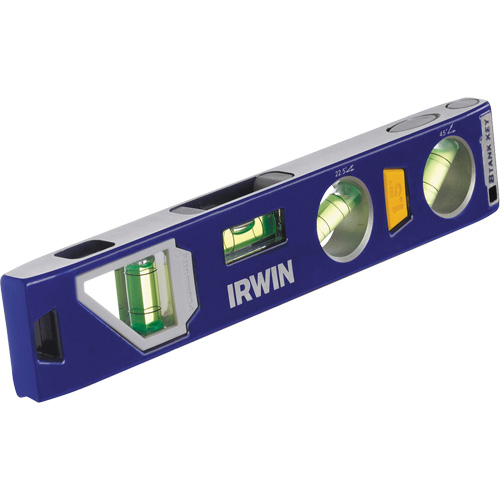250 Series Heavy-Duty Torpedo Level, 9" L, Aluminum, 4 Vials, Magnetic Kelford