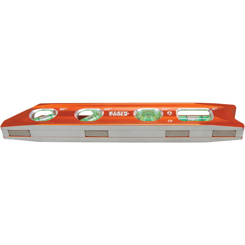 Torpedo Billet Level, 8" L, Aluminum, 4 Vials, Magnetic Kelford