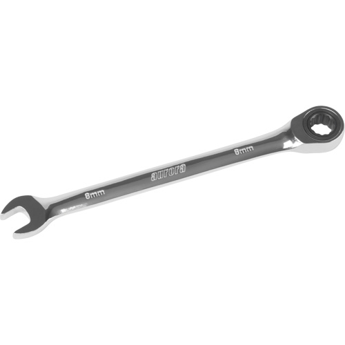 Metric Ratcheting Combination Wrench, 12 Point, 8 mm, Chrome Finish Kelford
