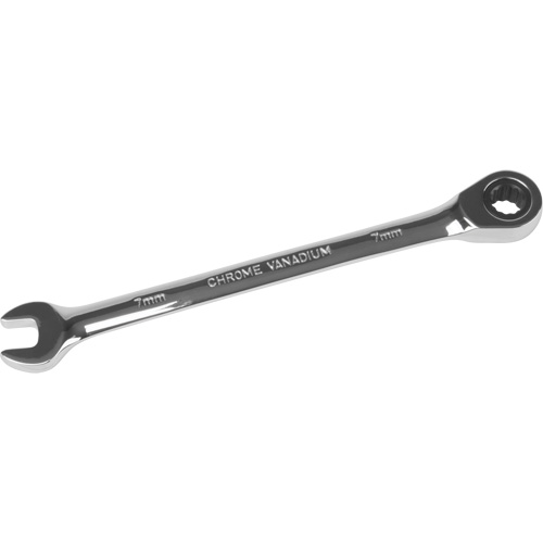 Metric Ratcheting Combination Wrench, 12 Point, 7 mm, Chrome Finish Kelford
