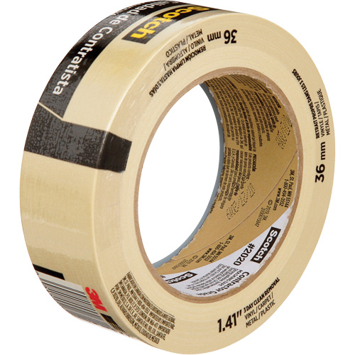 Scotch&reg; Contractor Grade Masking Tape 2020, 36 mm (1-1/2") x 55 m (180'), Beige Kelford