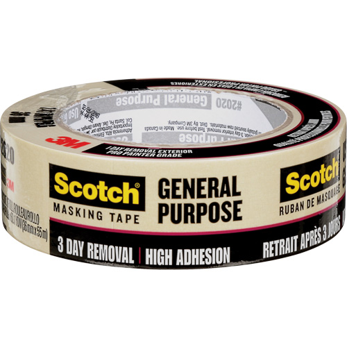 Scotch&reg; Contractor Grade Masking Tape 2020, 36 mm (1-1/2") x 55 m (180'), Beige Kelford