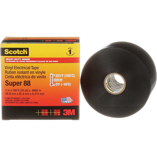 Scotch&reg; Super 88 Professional Electrical Tape, 51 mm (2") x 33 m (108'), Black, 8.5 mils Kelford