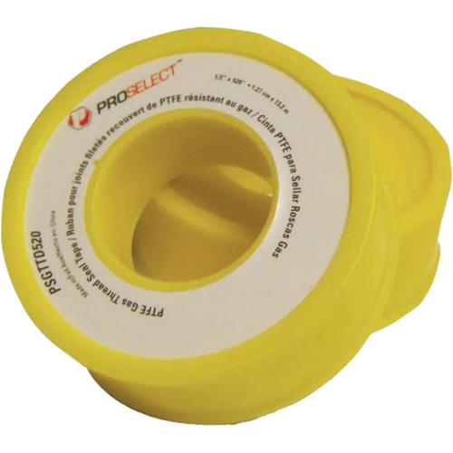 Ruban &agrave; filetage pour tuyau en PTFE pour industrie p&eacute;troli&egrave;re et gazi&egrave;re, 12,7 mm (1/2") x 6,6 m (21,67'), Jaune Kelford