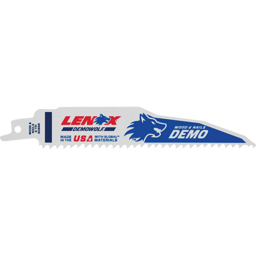 Lame de scie alternative pour d&eacute;molitions, Bim&eacute;tal, 6 Dents par pouce, 6" lo x 1" la Kelford