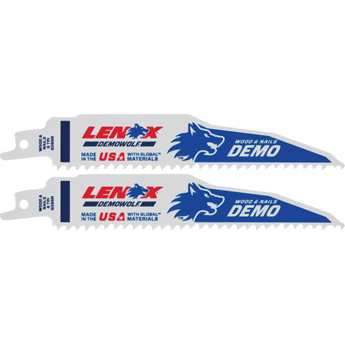 Lame de scie alternative pour d&eacute;molitions, Bim&eacute;tal, 6 Dents par pouce, 6" lo x 1" la Kelford