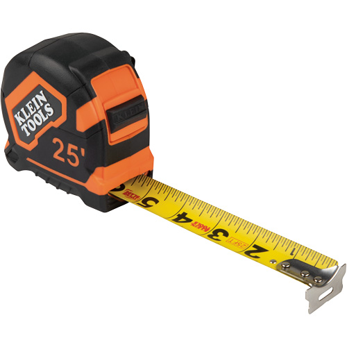 Tape Measure with Belt Clip, 25', 1/16" Graduations Kelford