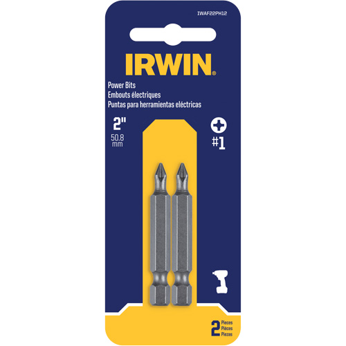 Power Bits, Phillips, #1 Tip, 1/4" Drive Size, 1-15/16" Length Kelford