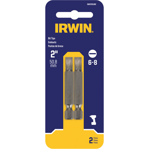 Embouts pour outils &eacute;lectriques, Fente, Embout 6 - 8, Prise 1/4", Longueur 2" Kelford
