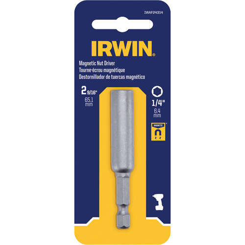 Nutsetter, 1/4" Tip, 1/4" Drive, 2-9/16" L, Magnetic Kelford