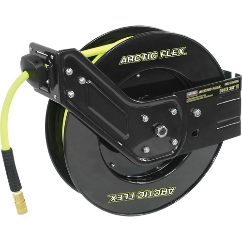 Retractable Hose Reel with Hybrid Polymer Hose, Air, 3/8" x 50', Single Hose, 300 psi Kelford