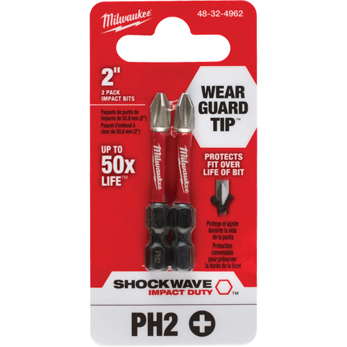 Shockwave Impact Duty Screwdriver Bit, Phillips, #2, 1/4" Drive Kelford