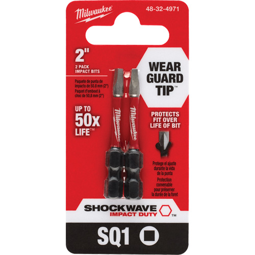 Shockwave Impact Duty Screwdriver Bit, Square, #1, 1/4" Drive Kelford