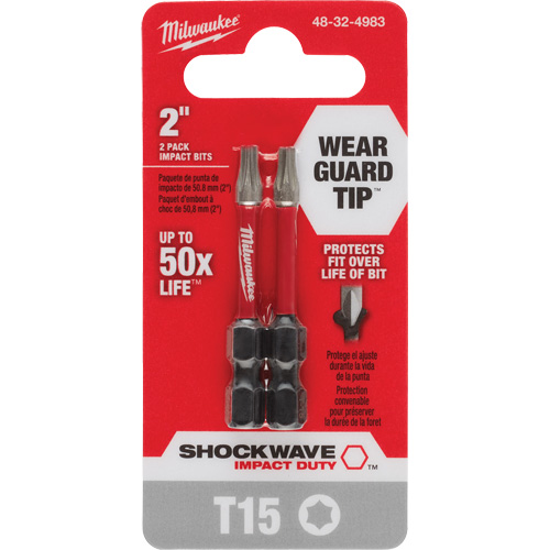 Shockwave Impact Duty Screwdriver Bit, Torx, T-15, 1/4" Drive Kelford
