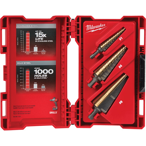 Step Drill Bit Set, 3 Pieces, High Speed Cobalt Kelford